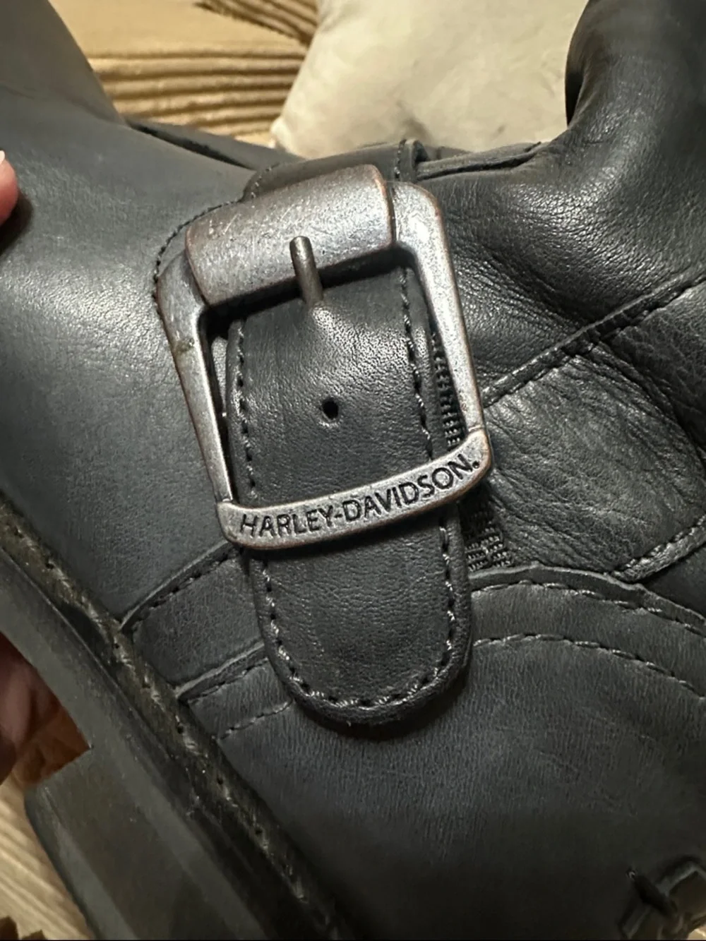 Harley Davidson Black Leather Buckle Boots 7.5 - Picture 5 of 6